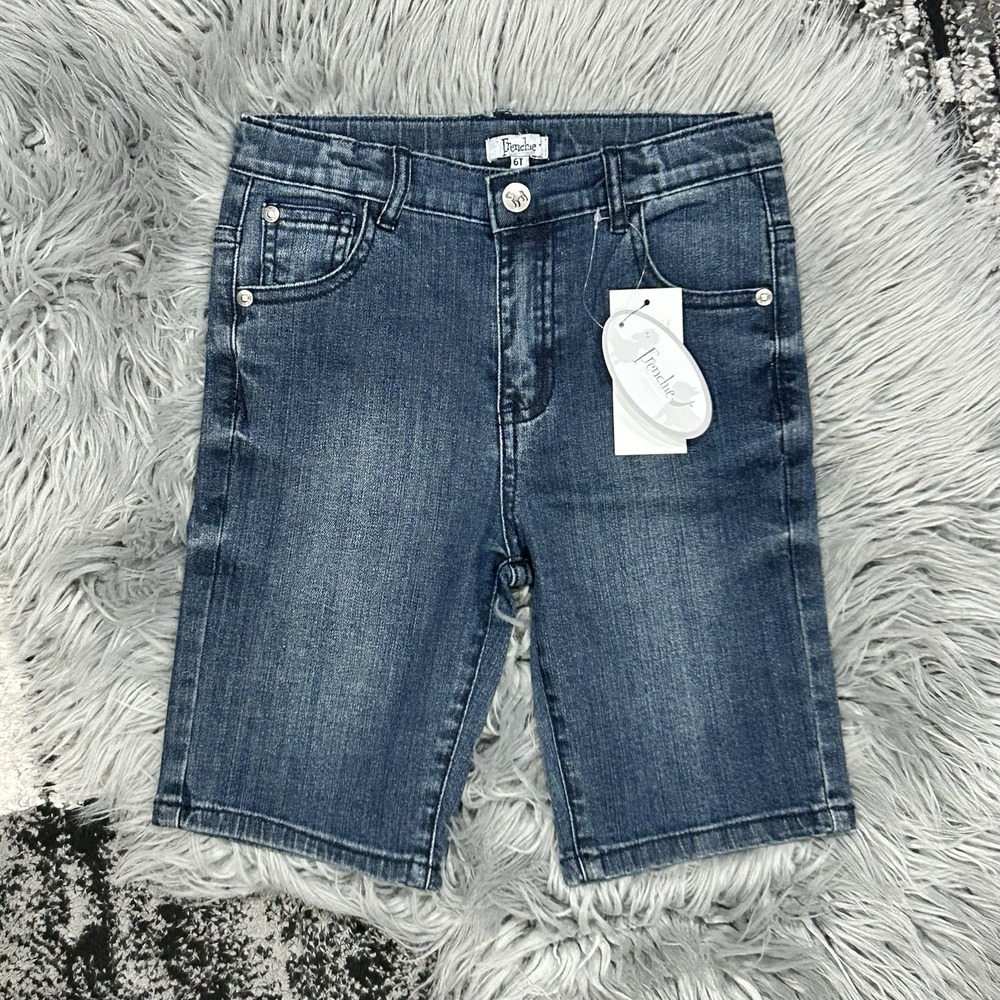 Frenchie Mini Couture Blue Denim Shorts Size 6T NEW ($60)
